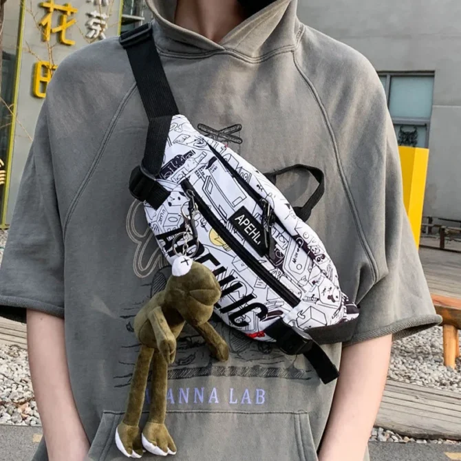 Japanese Sports Shoulder Chest Bag Men's Super Sacoche Homme Bag Crossbody Bags Side Bag For Men Motorcycle Waist Sling Canvas