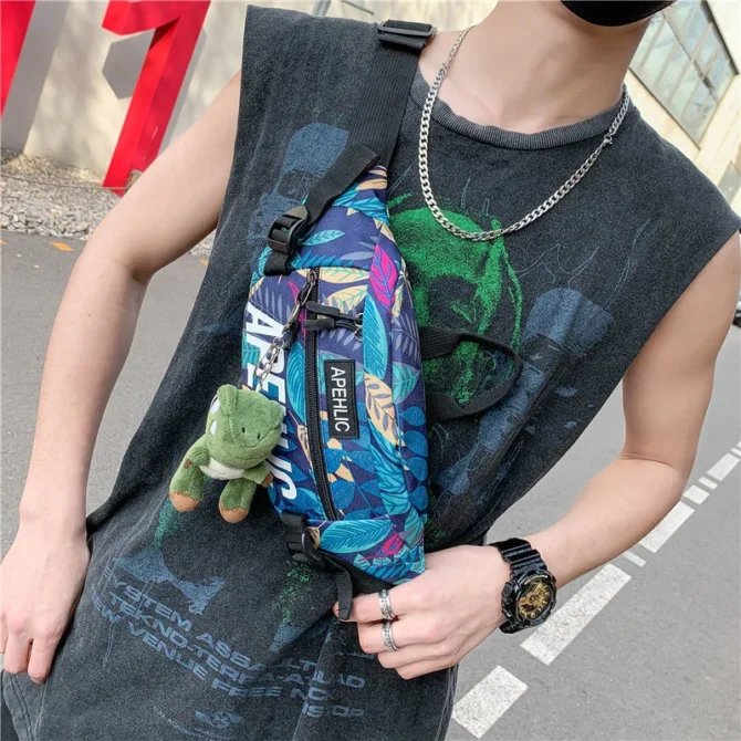 Japanese Sports Shoulder Chest Bag Men's Super Sacoche Homme Bag Crossbody Bags Side Bag For Men Motorcycle Waist Sling Canvas