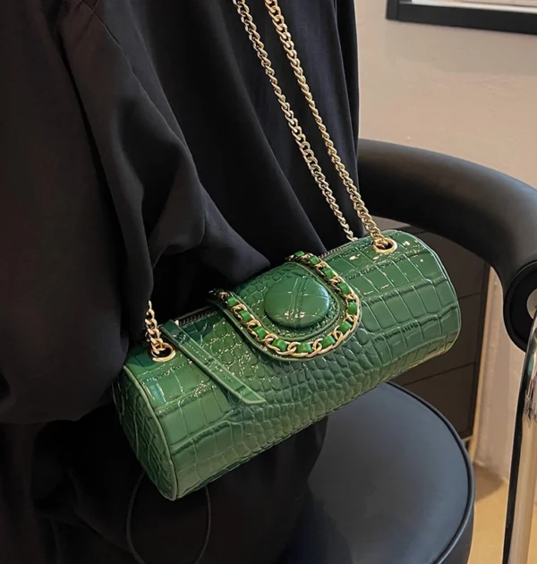 High-Grade Sense Retro Chains Shoulder Bags Women PU Leather Zipper Boston Crossbody Bag Lady Fashion Commuter Handbags