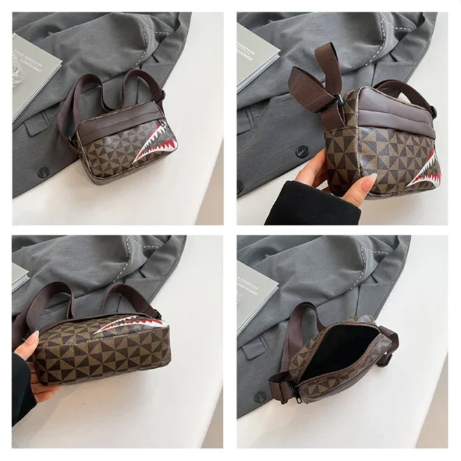 Creative Shark Mouth Crossbody Bag Simple Coin Purse Mobile Phone Bag Casual Fashion Crossbody Large Capacity Small Square Bag