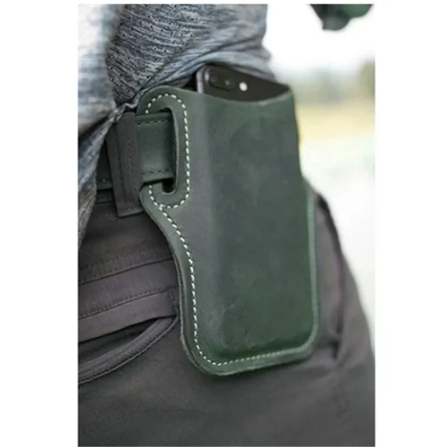 Genuine Leather Cellphone Belt Waist Bag For Men Male Vintage Handmade Loop Holster Mobile Phone Cover Case Holder Bags Man