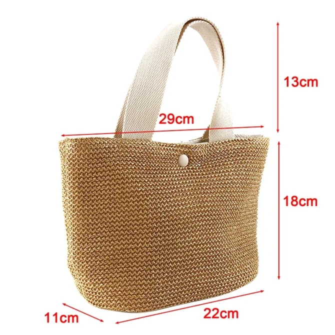 Beach Elegant Ladies Straw Woven Handbag Women Holiday Beach Casual Tote Top-Handle Bags Fashion Retro Shoulder Bags
