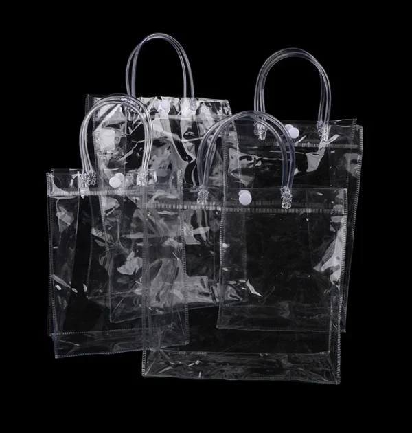 1Pcs Portable Transparent soft PVC gift tote packaging bags with hand loop, clear Plastic handbag, cosmetic bag ﻿