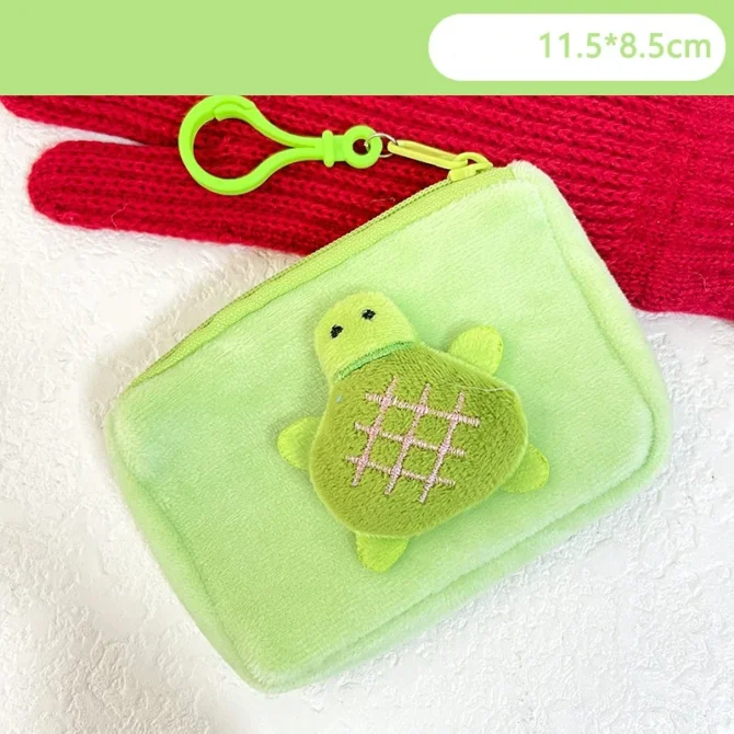 1PC Little Turtle Plush Coin Purse Cute Money Bag Earphone Storage Bag Mini Wallet Student Backpack Pendant Plush Keychain Gift