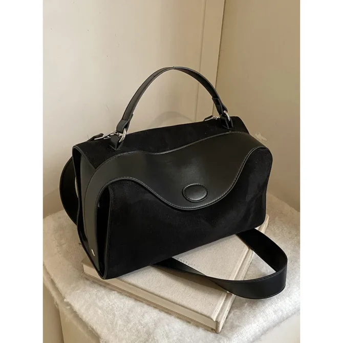 Retro Suede Pillow Bag for Women Solid Soft Frosted Leather Boston Pack Large Capacity Female Commuter Shoulder Bags 2025 New