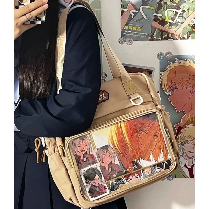 HAEX Harajuku Women Ita Bags Fashion DIY Anime Badge E Girl Backpacks Casual Nylon Large Capacity Commute Mochilas Para Mujer