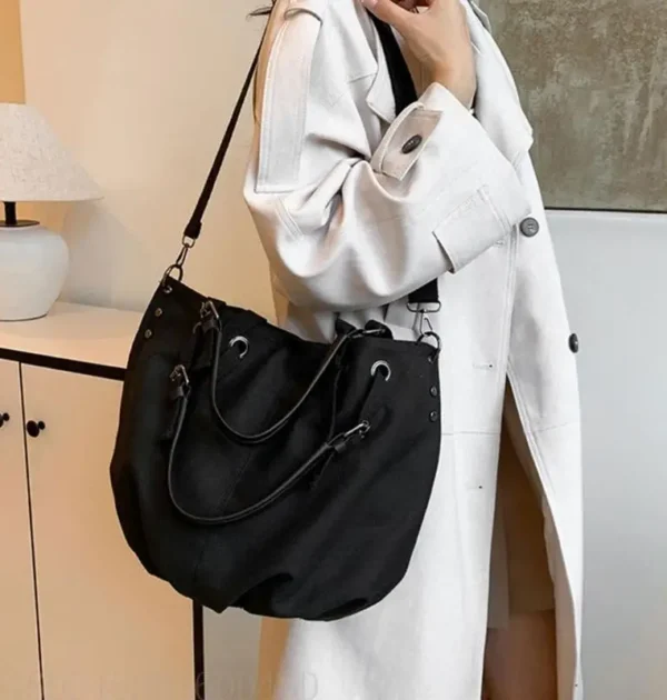D46D Women Large Capacity Shoulder Bag Top Handle Bag Student Canvas Crossbody Bag Shopping Bag Japanese Styles Messenger Bag