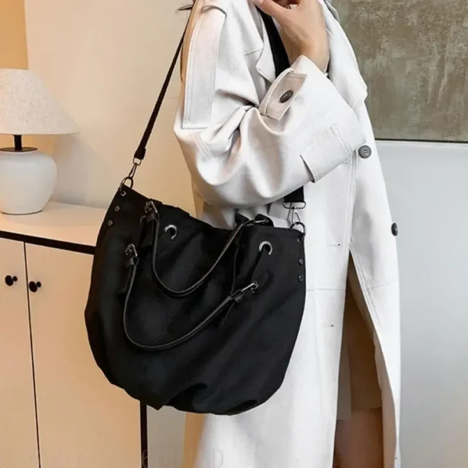 D46D Women Large Capacity Shoulder Bag Top Handle Bag Student Canvas Crossbody Bag Shopping Bag Japanese Styles Messenger Bag