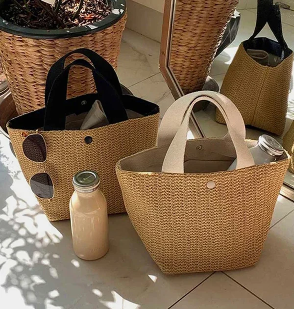 Beach Elegant Ladies Straw Woven Handbag Women Holiday Beach Casual Tote Top-Handle Bags Fashion Retro Shoulder Bags