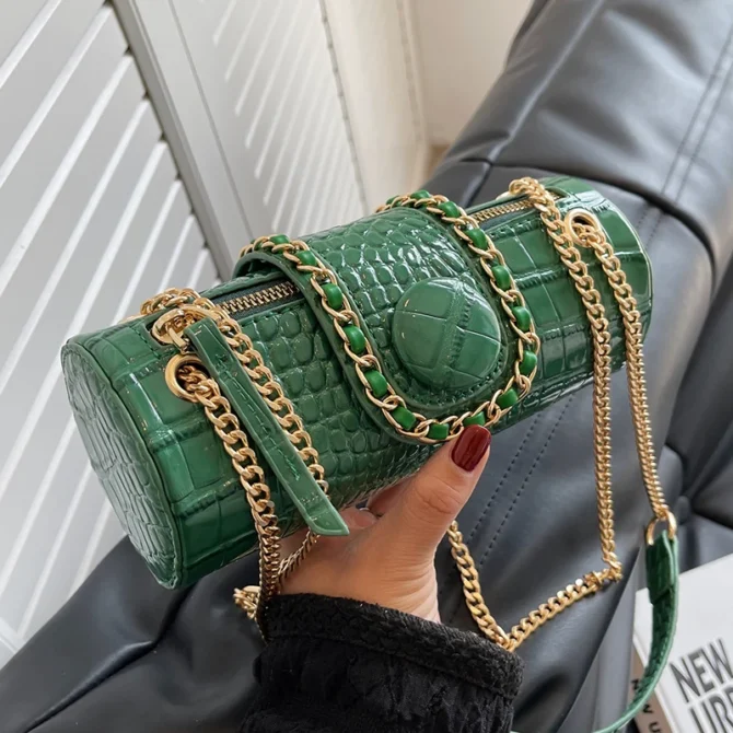 High-Grade Sense Retro Chains Shoulder Bags Women PU Leather Zipper Boston Crossbody Bag Lady Fashion Commuter Handbags