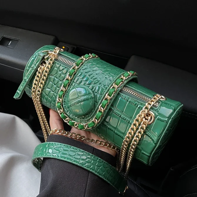 High-Grade Sense Retro Chains Shoulder Bags Women PU Leather Zipper Boston Crossbody Bag Lady Fashion Commuter Handbags