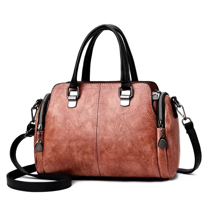 2025 Soft PU Leather Boston Shoulder Bag Women's Crossbody Handbag with Zipper Compartments, 7 Colors, Medium Size