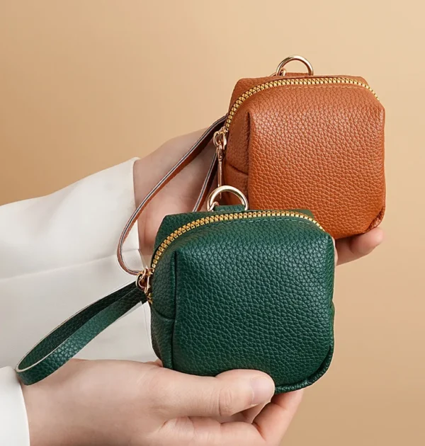 Leather Zipper Coin Purse Women Men Small Mini Short Wallet Bag Money Change Key Earbuds Travel Credit Card Holder for Kids Girl