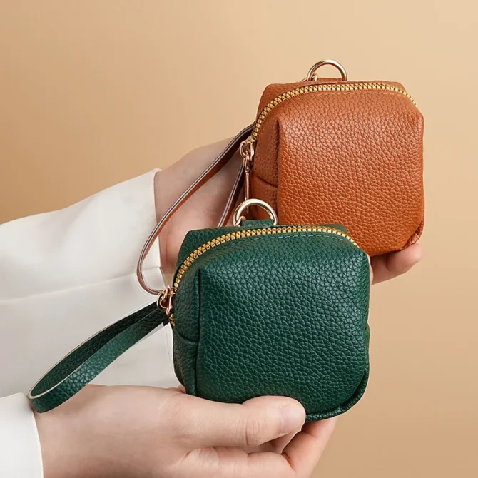 Leather Zipper Coin Purse Women Men Small Mini Short Wallet Bag Money Change Key Earbuds Travel Credit Card Holder for Kids Girl