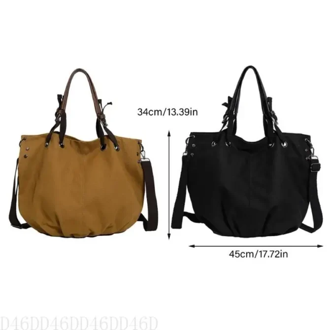 D46D Women Large Capacity Shoulder Bag Top Handle Bag Student Canvas Crossbody Bag Shopping Bag Japanese Styles Messenger Bag