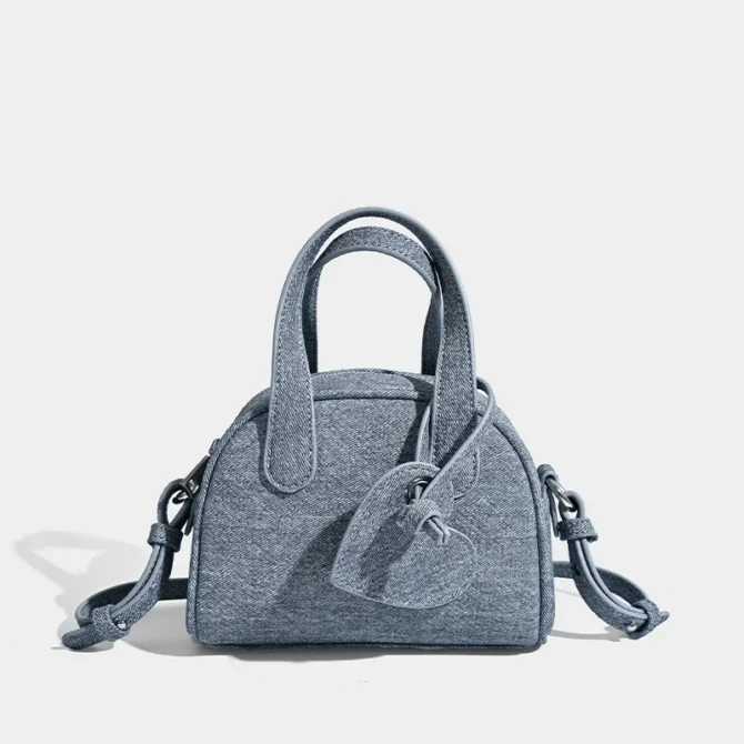 Retro imitation denim women's handbag, small Boston bag, trendy designer women's shoulder crossbody bag