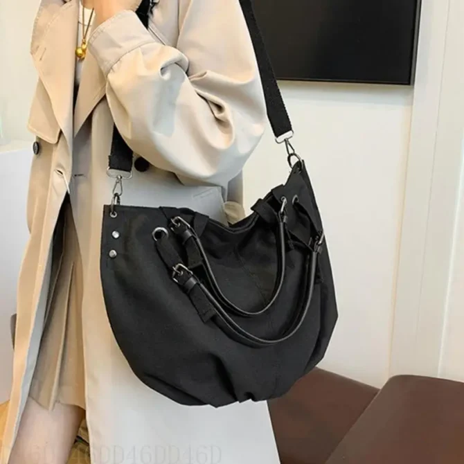 D46D Women Large Capacity Shoulder Bag Top Handle Bag Student Canvas Crossbody Bag Shopping Bag Japanese Styles Messenger Bag