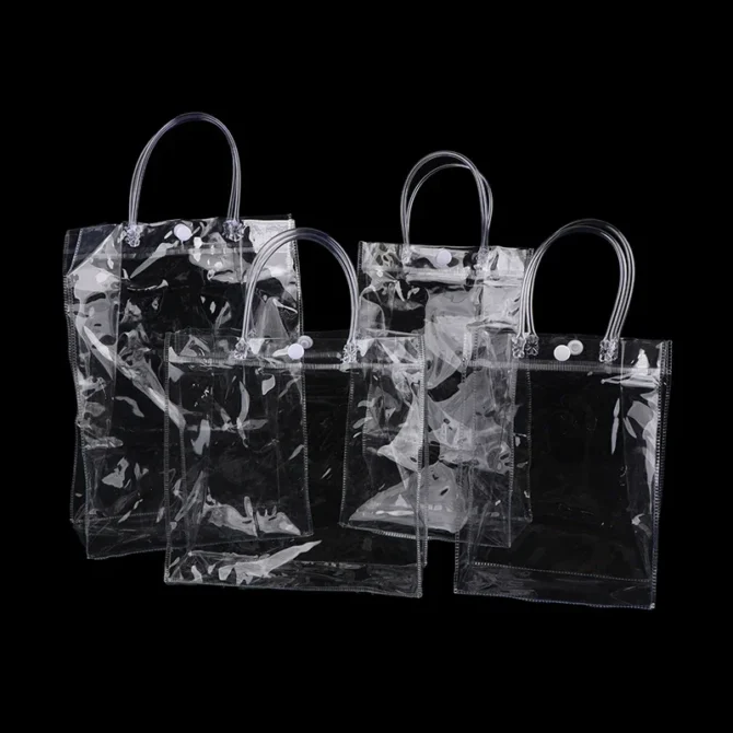 1Pcs Portable Transparent soft PVC gift tote packaging bags with hand loop, clear Plastic handbag, cosmetic bag ﻿