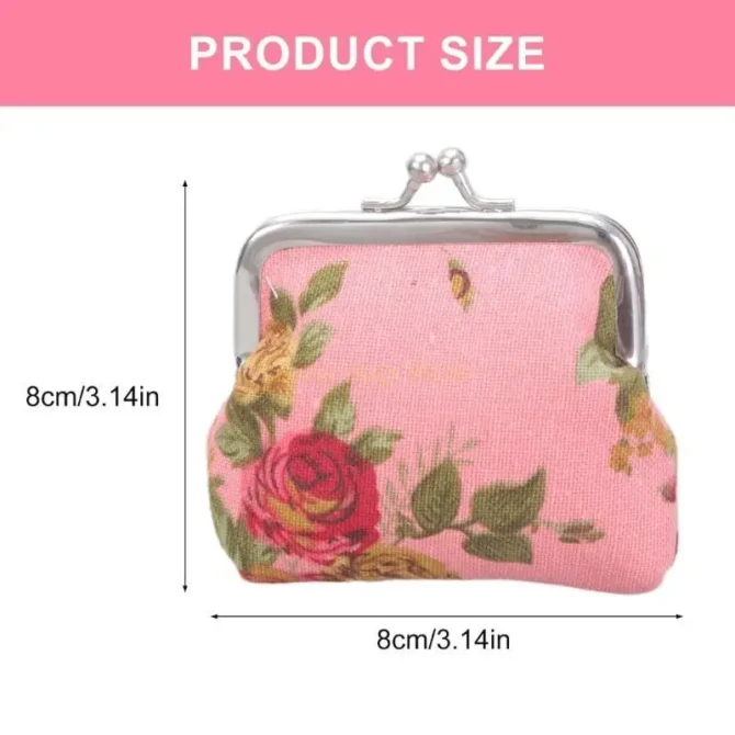 X90D Floral Coin Purse,Trendy Wallets with Clasp Vintage Car Coin Handbag
