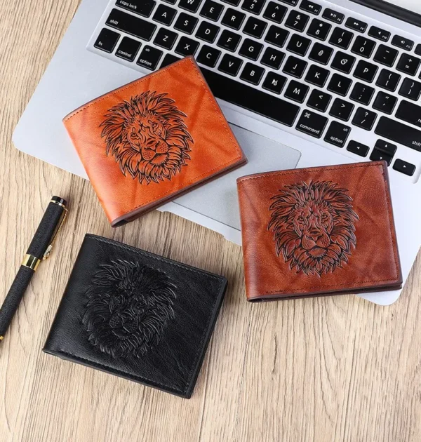 Wallet Men's Personalized Three-Fold 3D Embossed Wallet Multi-Card Credit Card Holder Zipper Coin Short Wallet Men