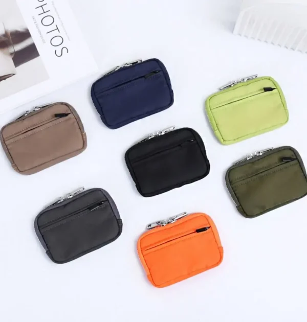 Portable Nylon Coin Purse RFID Anti-theft Card Holder Men Wallet Zipper Pouch Lightweight Mini Earbuds Storage Bag Student