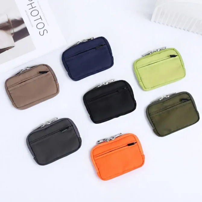 Portable Nylon Coin Purse RFID Anti-theft Card Holder Men Wallet Zipper Pouch Lightweight Mini Earbuds Storage Bag Student
