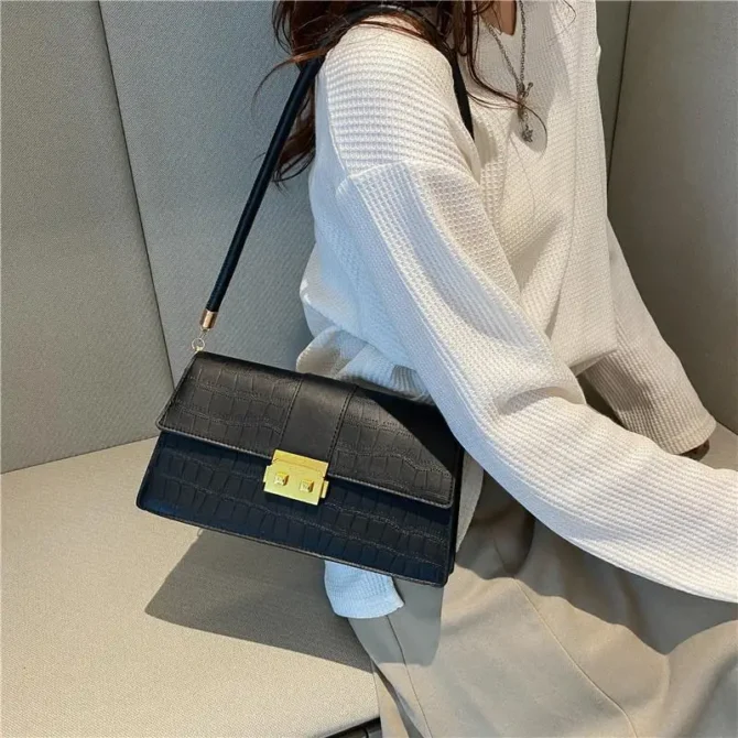 Senior Crocodile Pattern Ladies Handbag Simple Atmosphere Girls Underarm Bag Exquisite Fashion Shoulder Crossbody Bag Simple