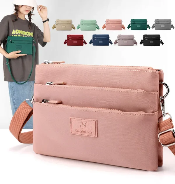 Crossbody bag for women, large capacity multi-layer shoulder bag, Japanese style simple and versatile anti splash bag bolsos