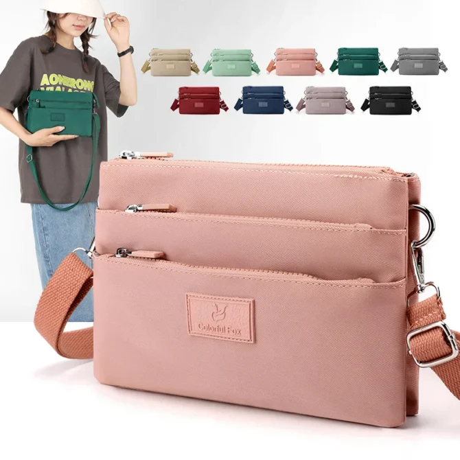 Crossbody bag for women, large capacity multi-layer shoulder bag, Japanese style simple and versatile anti splash bag bolsos