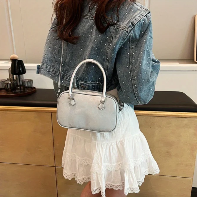 Y2K Boston Handbag Vintage Mini Crossbody Bag for Women