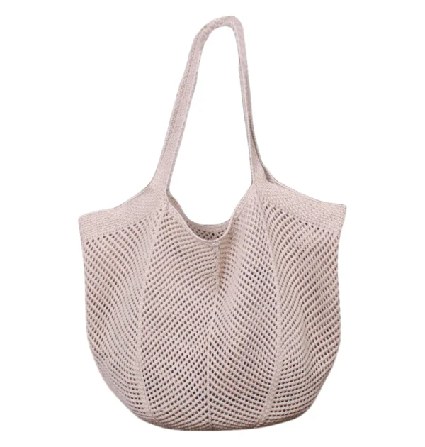 Women Summer Beach Bag Solid Color Aesthetic Shoulder Bag Large Capacity Knitting Shopping Handbag Ladies Daily Handbag
