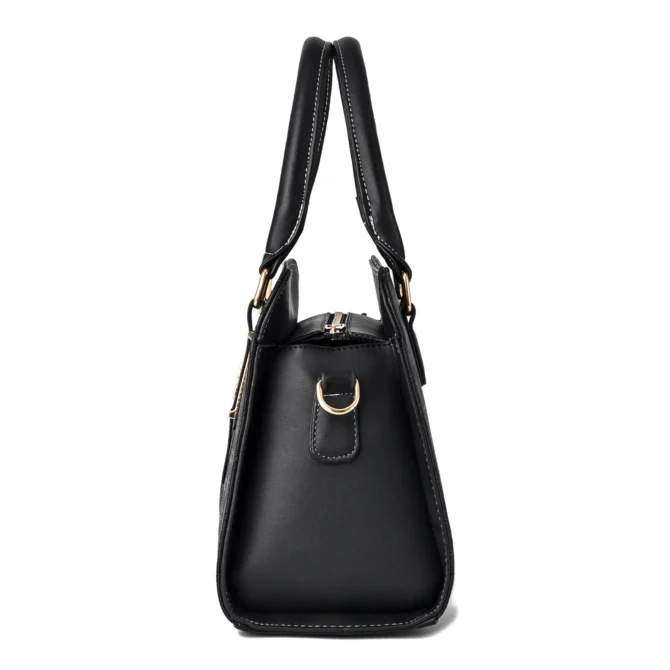 2025 Two-Tone Embossed Boston Bag Women, Geometric PU Leather Tote with Detachable Strap & Multi-Compartments