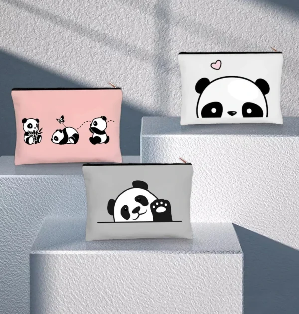 Kawaii Panda Cosmetic Case Children Travel Necessity Toilet Diaper Bag Makeup Pouch for Pretty Girls Birthday New Year Gift