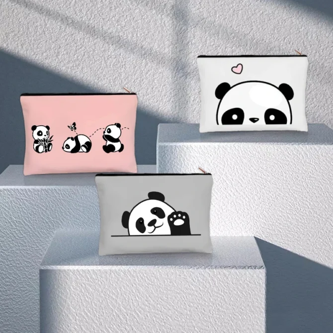Kawaii Panda Cosmetic Case Children Travel Necessity Toilet Diaper Bag Makeup Pouch for Pretty Girls Birthday New Year Gift