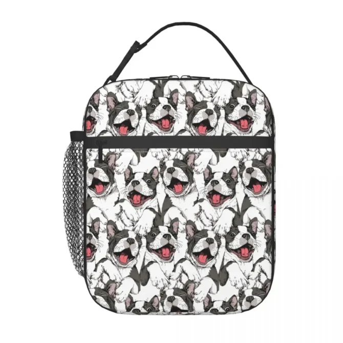 Smiling Funny Boston Terrier Merch Insulated Lunch Bags For Work Dog Adorable Boxes