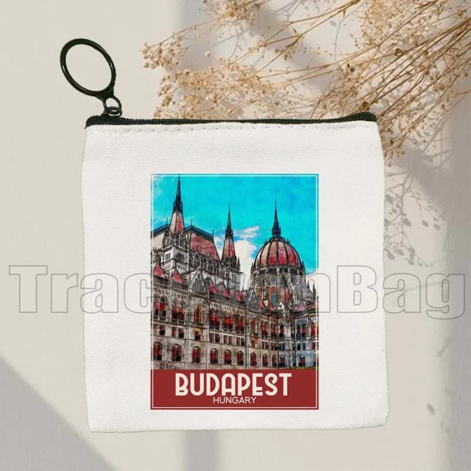 London Pisa Kyiv Rome Santorini Athens Berlin Boston Dubai Dublin Florence Watercolor Painting Coin Purse Key Case Bag Wallet
