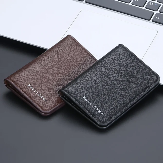 Men's Leather Card Wallet Minimalist Small Thin Purse Soft Slim Mini Credit Card Bank ID Card Holder Wallet for Men 2025