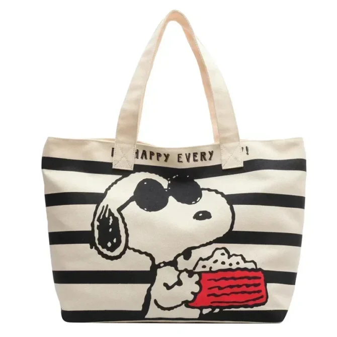 Girl fashion stripe Canvas shoulder Bag Women Large Capacity 2023 New Cartoon Snoopy Tote Bag handbag shopping bag 46x38x18cm