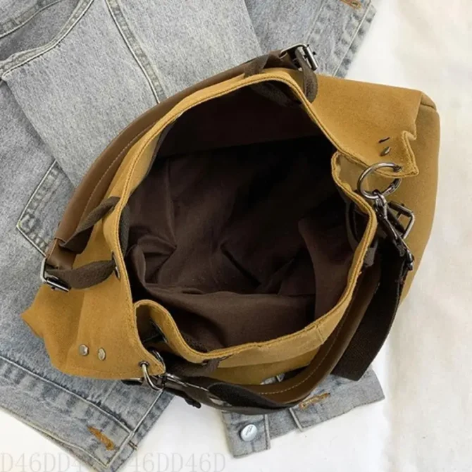 D46D Women Large Capacity Shoulder Bag Top Handle Bag Student Canvas Crossbody Bag Shopping Bag Japanese Styles Messenger Bag