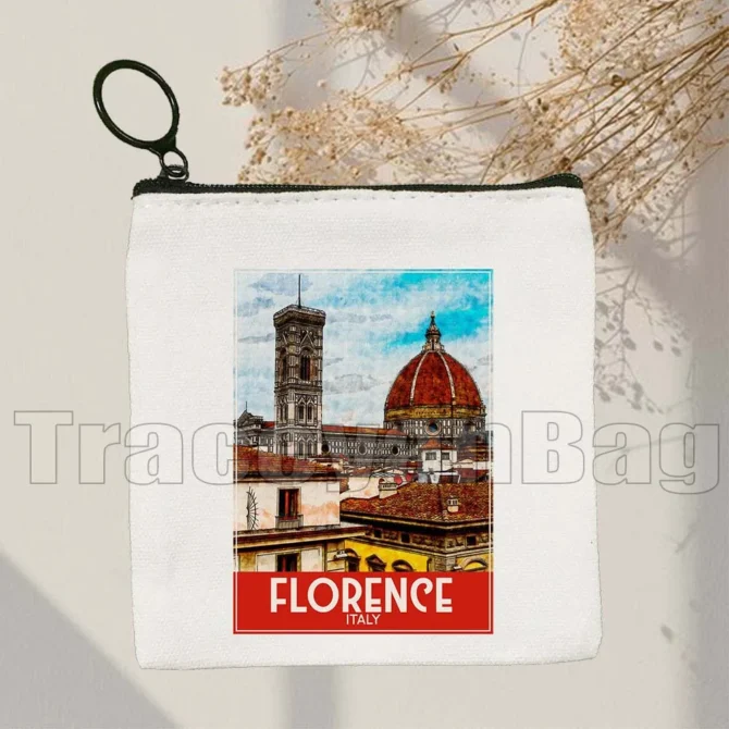London Pisa Kyiv Rome Santorini Athens Berlin Boston Dubai Dublin Florence Watercolor Painting Coin Purse Key Case Bag Wallet