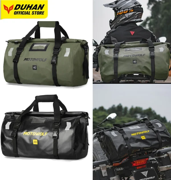 40L/66L Motorcycle Bag Waterproof Rear Backpack Motocross Luggage Bag Touring Biker Tail Bag Night Reflective