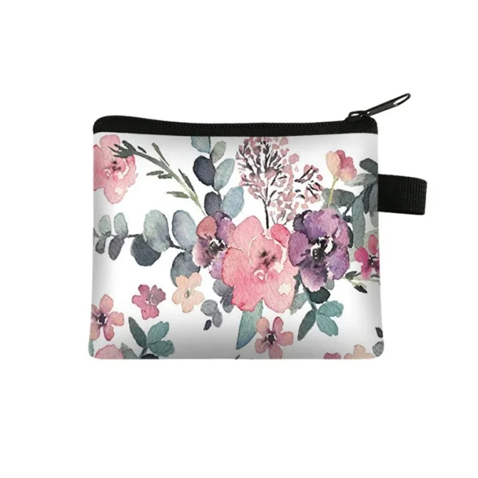 Floral Coin Purse Ladies Portable Card Bag Coin Key Storage Bag Coin Coin Money Bag Card Bag Small Square Bag Portfel Wallet F1