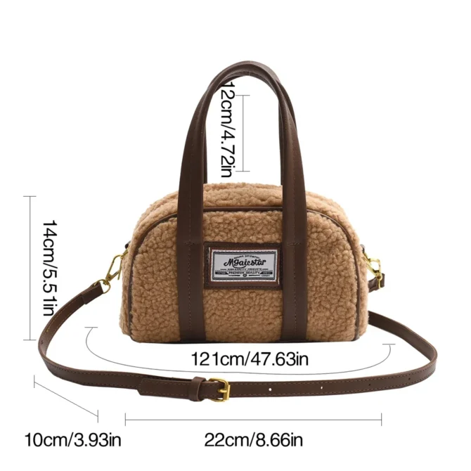 Fashion Green Lamb Wool Handbag Women's Bag 2024 New Small Plush Crossbody Bag Female Winter Clutches Designer Lady Hand Bags