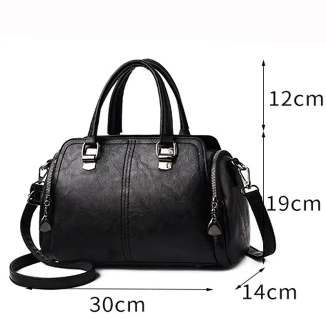 2025 Soft PU Leather Boston Shoulder Bag Women's Crossbody Handbag with Zipper Compartments, 7 Colors, Medium Size