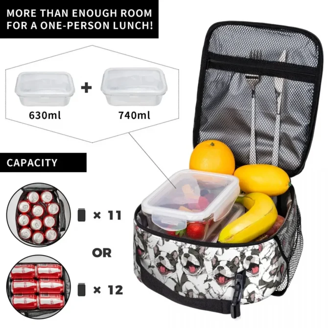 Smiling Funny Boston Terrier Merch Insulated Lunch Bags For Work Dog Adorable Boxes