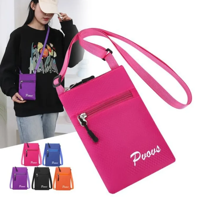 Fashion Multifuctional Square Shoulder Bag Candy Color Sports Mobile Phone Pouch Zipper Casual Small Crossbody Bag Shopping