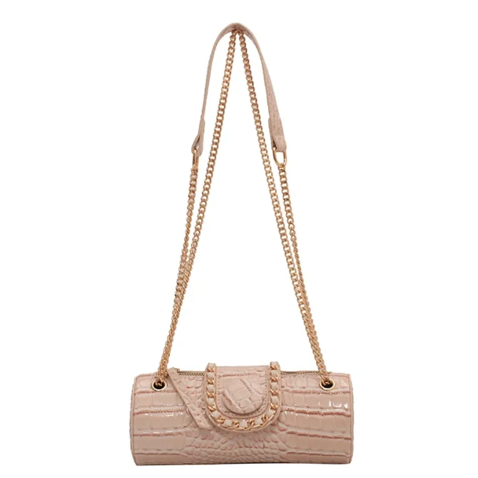 High-Grade Sense Retro Chains Shoulder Bags Women PU Leather Zipper Boston Crossbody Bag Lady Fashion Commuter Handbags