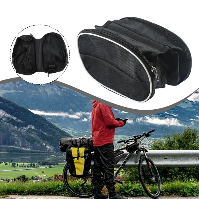 Saddle Bag Front Beam Bag Mountain Bike Storage Case Waterproof Black/Camo Polyester Material Storage Bag Storage Holder