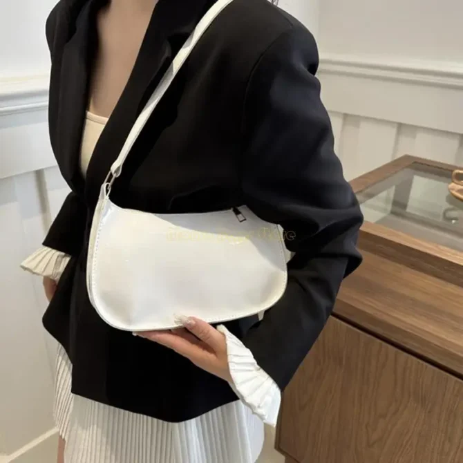 X90D Unique PU Leather Armpit Shoulder Bag Underarm Purse Retro Inspired Satchel Clutch for Women Evening Use