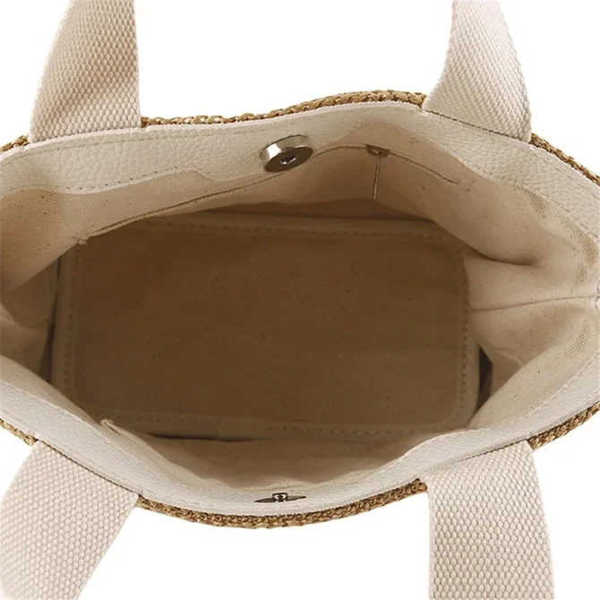 Beach Elegant Ladies Straw Woven Handbag Women Holiday Beach Casual Tote Top-Handle Bags Fashion Retro Shoulder Bags